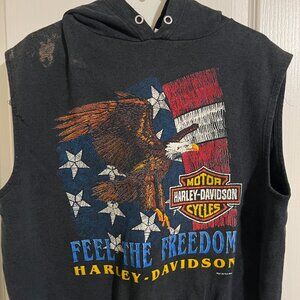 Vintage Harley Davidson Eagle Fun Wear Men’s Hoodie Sleeveless Sweatshirt